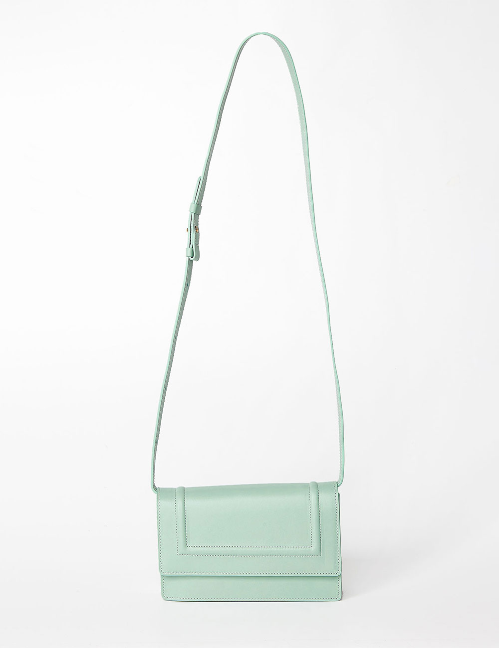 webbing strap trapezoid bag / mint