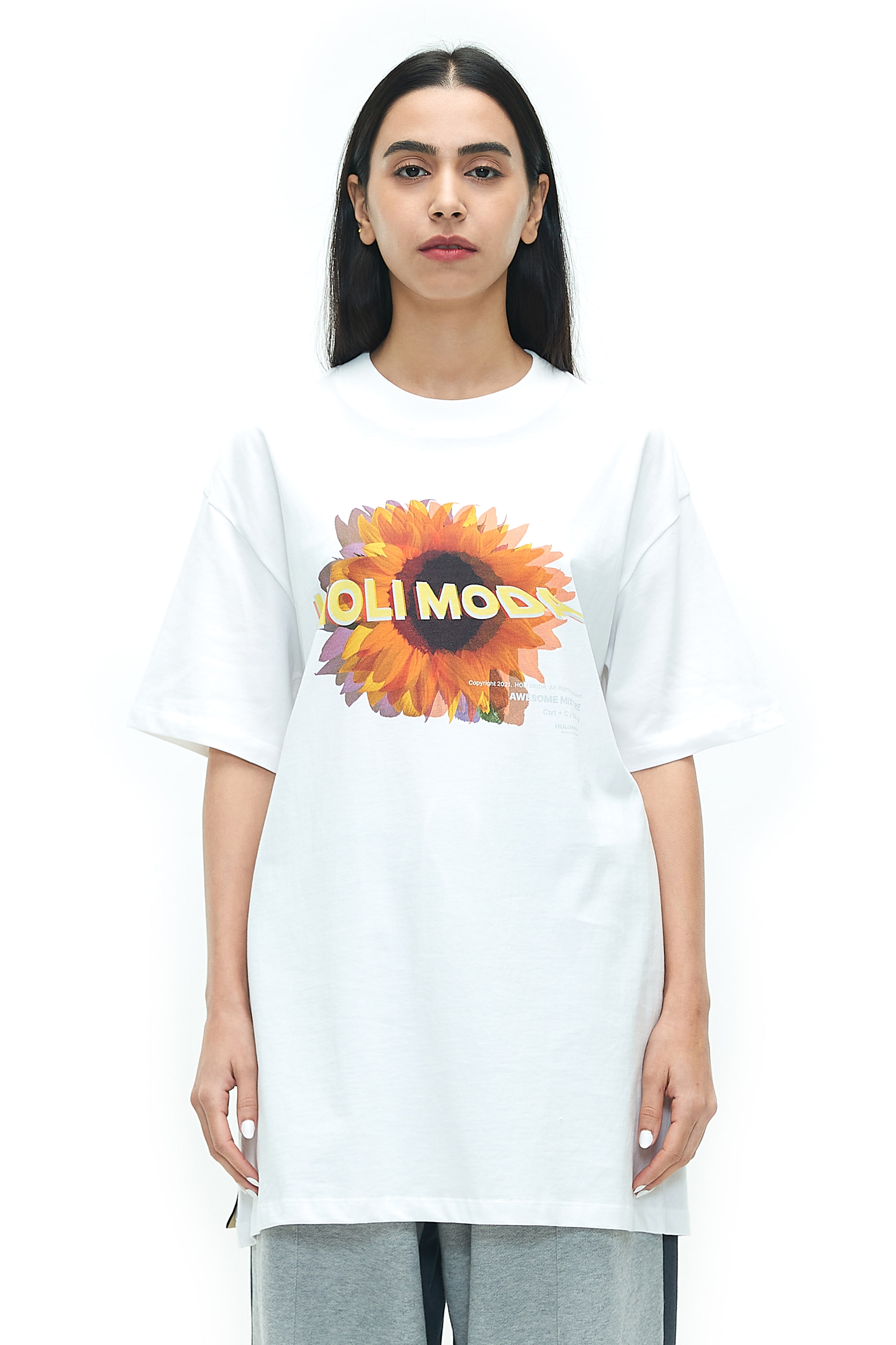 sunflower printed T-shirt / white